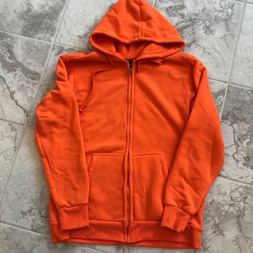2-piece Bright Orange Zipped Hoodie and Sweatpants Set